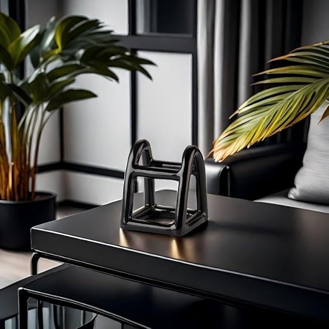 Handmade Ceramic Holder Stand for Toothbrushes, Makeup Brushes, and Pens - Minimalist Design for Bathroom Vanity and Countertops Decor (Black)