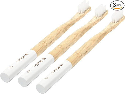 Y-Kelin Bamboo V-Shaped Orthodontic Toothbrush, 3pcs, White