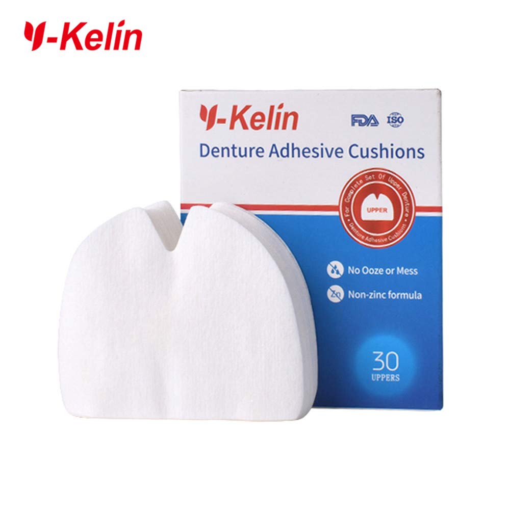 Y-Kelin Denture Adhesive Cushions, Upper Adhesive-Free Denture Pads for Sore Gums, 30 Pads*2 (60 Strips)