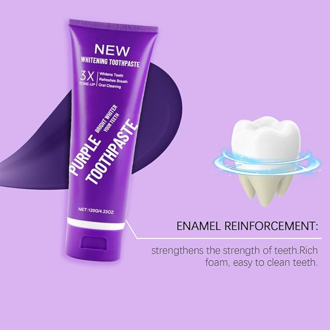 2025 New Whitening Purple Toothpaste,3X White Brilliance Toothpaste, Fluoride-Free Teeth Whitening,Tooth Stain Removal Colour Corrector (2)