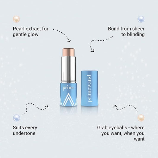 Prime Prometics PrimeWand Pearl Stunning & Natural Pro-Age Makeup Highlighter Stick for Mature Women Infused With Pearl Extract