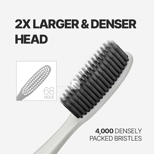 WANGTA Black – Charcoal Extra Large Toothbrush – 1.6 inch (4 cm) Wide Head | 4,000 Bristles for Firm Cleaning & Odor Suppression | Made in Korea Premium Oral Care (10 Pack)