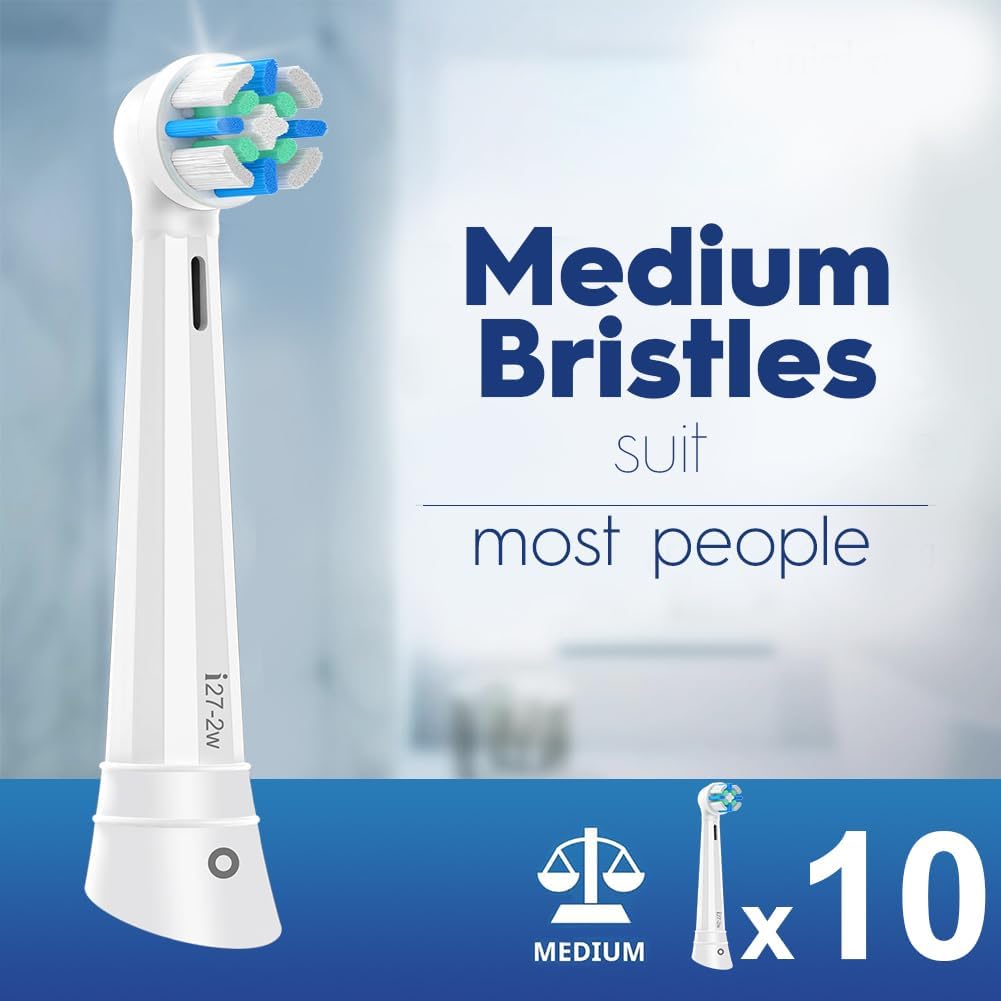 IO Replacement Heads Compatible with Oral B iO 2/3/4/5/6/7/8/9/10 Series Electric Toothbrush, Medium Bristles Brush Heads Compatible with Oral B, Deep Clean and Sensitive Care, 10 Pack White