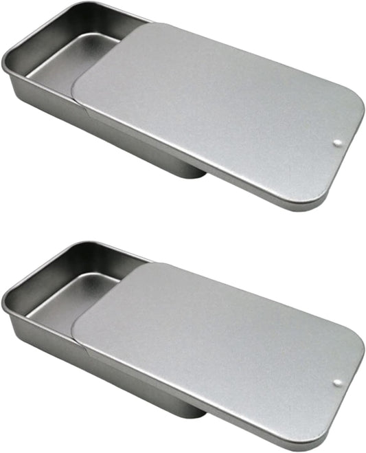 2Pack Dental Floss Case - Portable Travel Dispenser for 24 Adult Floss Picks (Silver)