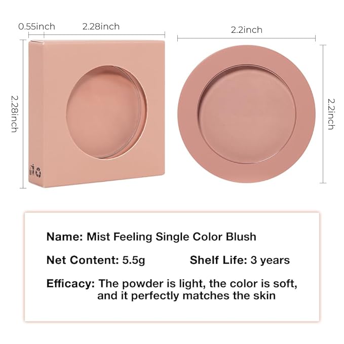 Single Warm Peach Orange Matte Powder Blush Palette Face Makeup, Blush for Looks Younger Cheeks, Monochrome Cream Blushes Lightweight Long Lasting, Blush for Women All Skin Tones Paleta de, 03