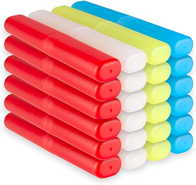 (Pack of 100) Freshmint Toothbrush 2 Piece Holder Individually Wrapped Variety of Colors (Yellow, Blue, Clear, Red)