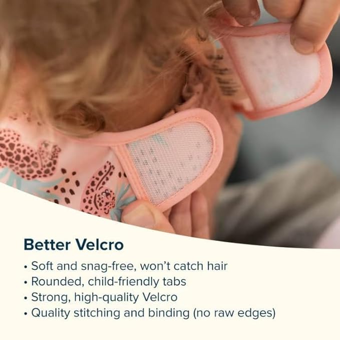 Tiny Twinkle Mess Proof Baby Bib for Girls | Waterproof Toddler Bib for Eating | Baby Apron for Feeding | Machine Washable | Perfect Shower Gift (Flutter, 2-4Y)