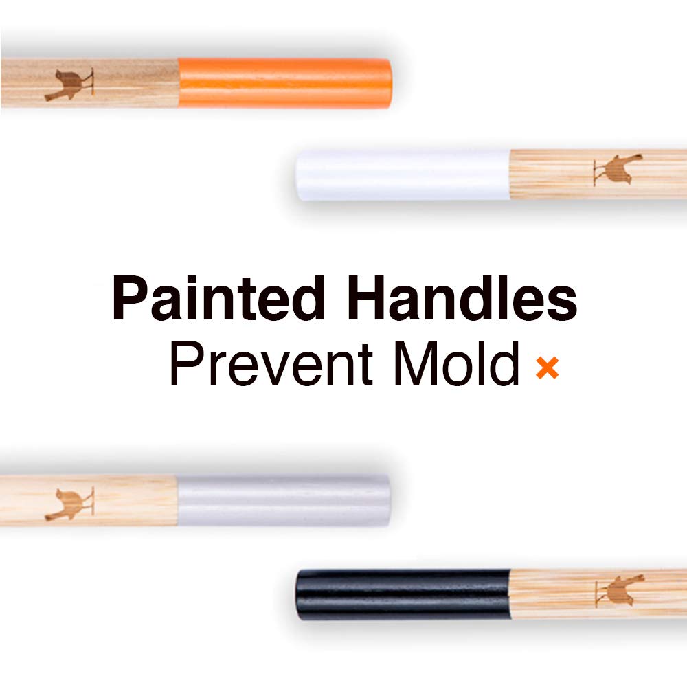 Bamboo Toothbrush with Extra Soft Charcoal Infused Bristles, Set of 4