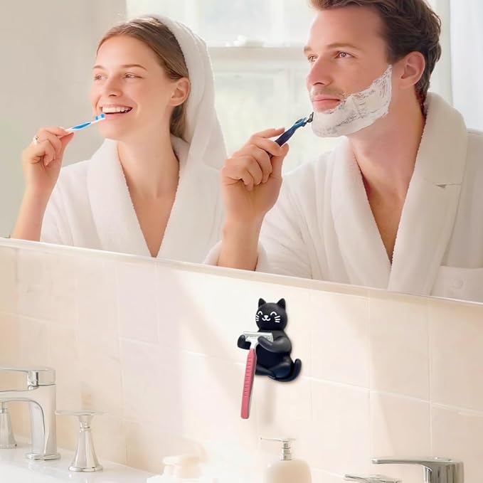 Cute Cat Razor Holder Shower, Black Cat Bathroom Decor, Cute Gadgets Leg Razor Holder, Funny Bathroom Decor Accessories for Women Mom Sister Friend Wife Girlfriend, Black Cat Gifts for Women