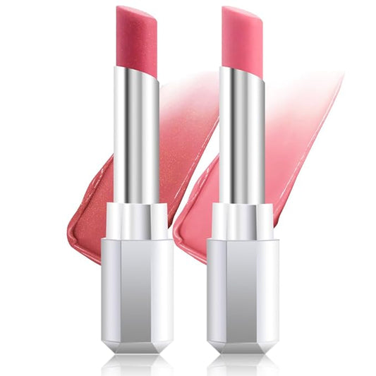 Honey Lipstick Tinted Lip Balm - Shine Moisturizing Lipstick for Women, Natural Nourishing Hydrating Lip Gloss Stain for Dry Lips, Tint Sheer Lightweight Makeup, Vegan - 2Pc Dusty Pink & Pink
