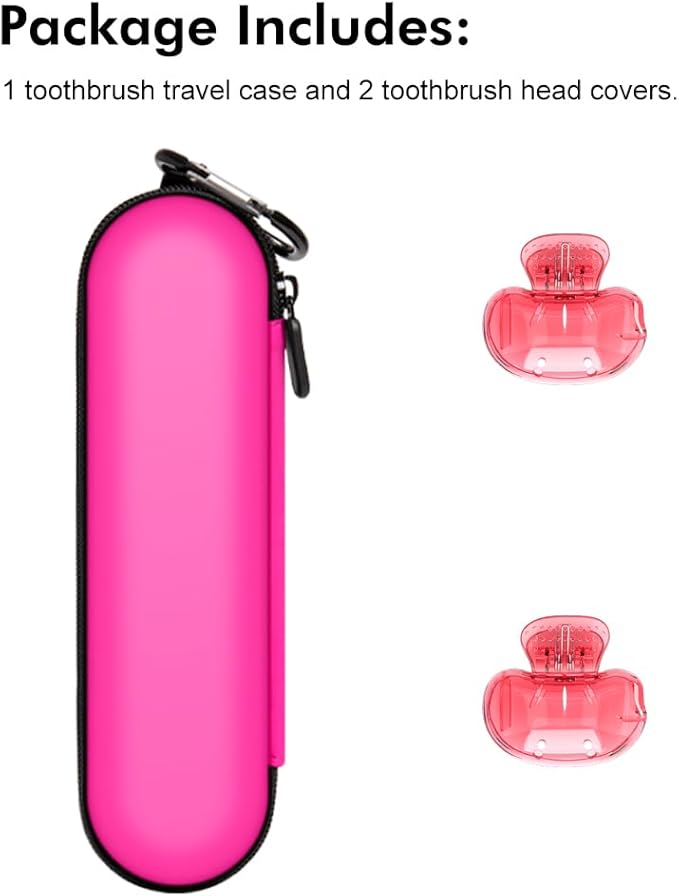 Nincha Electric Toothbrush Travel Case Compatible with Oral-B/Philips Sonicare/Colgate/Reach, and Most Electric Toothbrush, Includes 2 Universal Toothbrush Covers (Pink Case + Pink Covers)