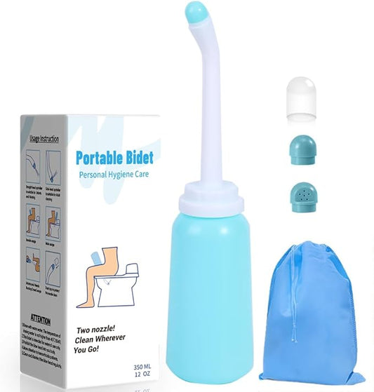 Handheld Personal Bidet Bottle, Bottle for Gentle Postpartum Care and Cleansing, Feminine Care，Personal Perineum Cleansing, 350Ml Portable Travel Bidet（Green）, Resistant to 100ºC, Bonus Bag