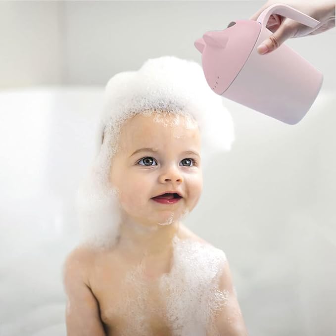 Baby Bath Rinse Cup, Cute Cartoon Cat Baby Bath Rinser Baby Rinser Pail Shampoo Rinser, Newborn Bath Shower Wash Hair Cup for Bath and Shower
