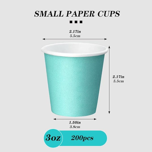 200 Pack 3 oz Paper Cups, Bathroom Cups Disposable, Moushwash Cups for Snack Water, Juice, Candy Ideal for Party Bathroom and Office(Blue)