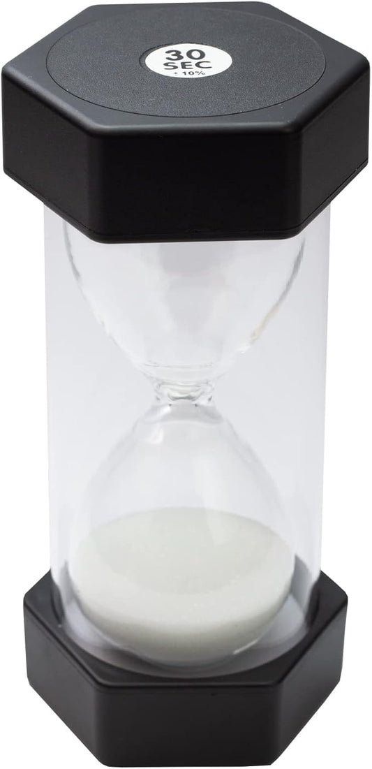 Sand Timer for Kids - 30 Seconds Black - 5 inches Hour Glass Acrylic Covered for Classroom, Home & Kids Room - Medium-Single Pack