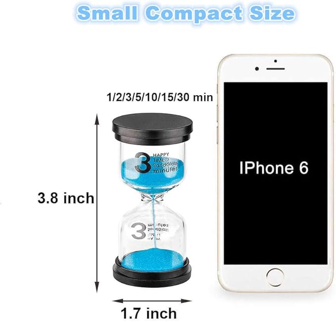 Sand Timer 2 Minute Hourglass Timer: Colorful Small Blue Sand Clock 2 Min, Plastic Hour Glass Sandglass Timer for Kids, Games, Decorative, Classroom, Kitchen, Toothbrush