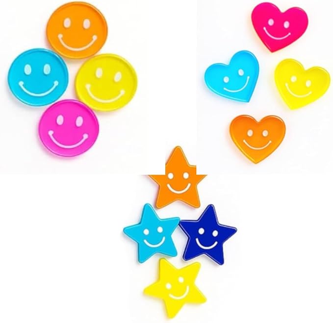 Set 20+ Tokens Heart, Tokens Star and Round Tokens for Reward Jar, Smiley Tokens Reward Jar for Kids, Classroom Management Tool, Tokens Reward Jars for Kids Magnetic
