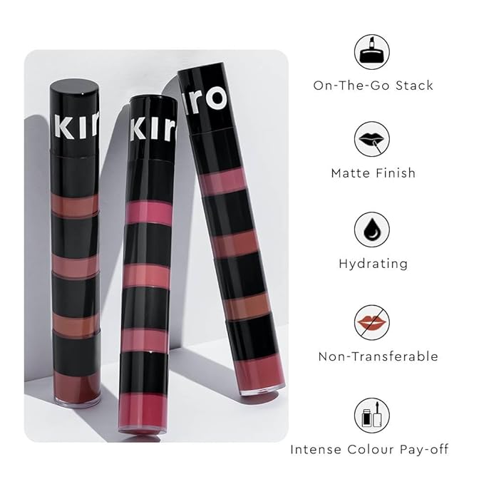 KIRO Four Play Non-Stop Airy Matte Liquid Lip Stack – Paramount Pink | 4 Nude Lipstick Shades | Long-Lasting, Transfer-Proof, Hydrating, Lightweight | Infused with Avocado & Apricot Oils | 6ml