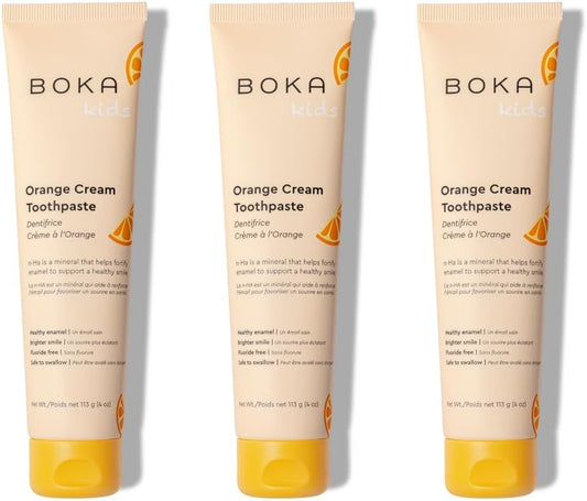 Boka Fluoride Free Toothpaste Nano Hydroxyapatite Toothpaste - Orange Cream Flavor, 4 oz 3Pk US Manufactured