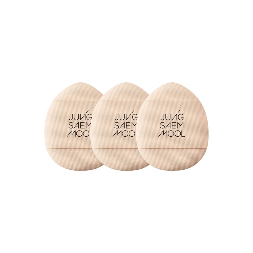 JUNG SAEM MOOL Skinny Tap Puff 3pcs, Mini Precision Puff for Concealer and Touch-Up, Ultra-Slim Fitting Makeup Sponge for Seamless Coverage Around Nose Eyes Lips, Travel-Friendly Korean Beauty Tool