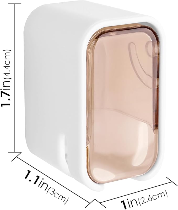 2 Pack Toothbrush Holders for Bathrooms Shower, Wall Mount Toothbrush Organizer with Cover, Self Adhesive Electric Toothbrush Storage, Quick Dry Toothbrush Hanger (Grey & Orange)