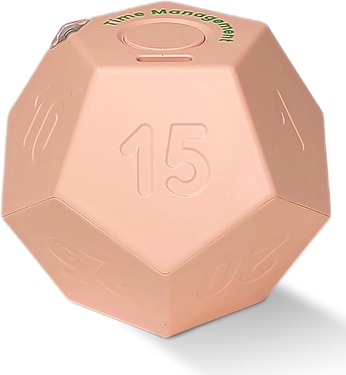 Cube Pomodoro Timer, Rechargeable Small Cute, Timer for Kids and Classroom, Kitchen, Cooking, Workout & Study Countdown, Time Management Tool (Rose Pink)