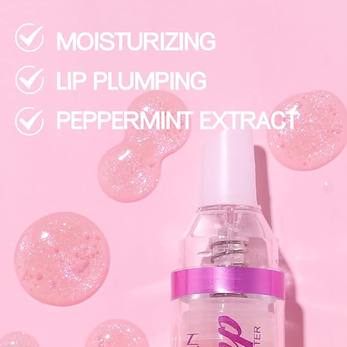 Plumping Lip Oil With Chili Extract - Fuller Lips Instantly! Ultra-Hydrating & Nourishing, Glossy Finish Lip Glow Oil, Lip Plumping Booster Plump, Smooth, and Define Your Lips Naturally (02 Baby Pink)