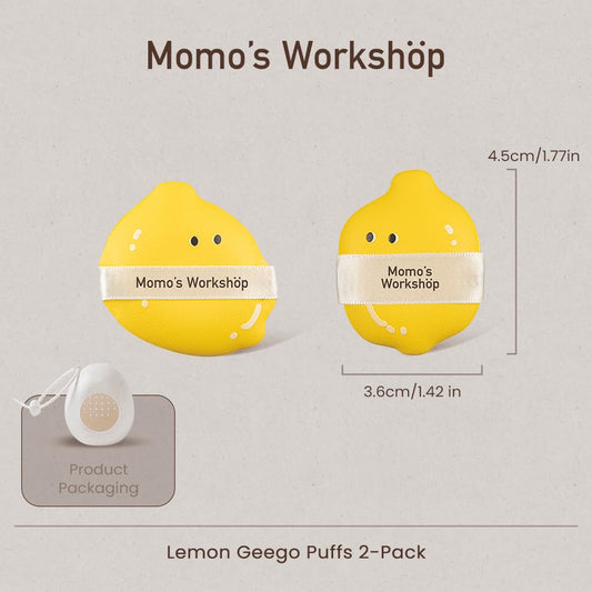 Lemon Makeup Sponge Set,Cosmetic Foundation Sponges, Dual-Textured for Wet/Dry Use, Pointed Tip for Detail Work, Includes 2pcs L+S Size Beauty Puff & Storage Case