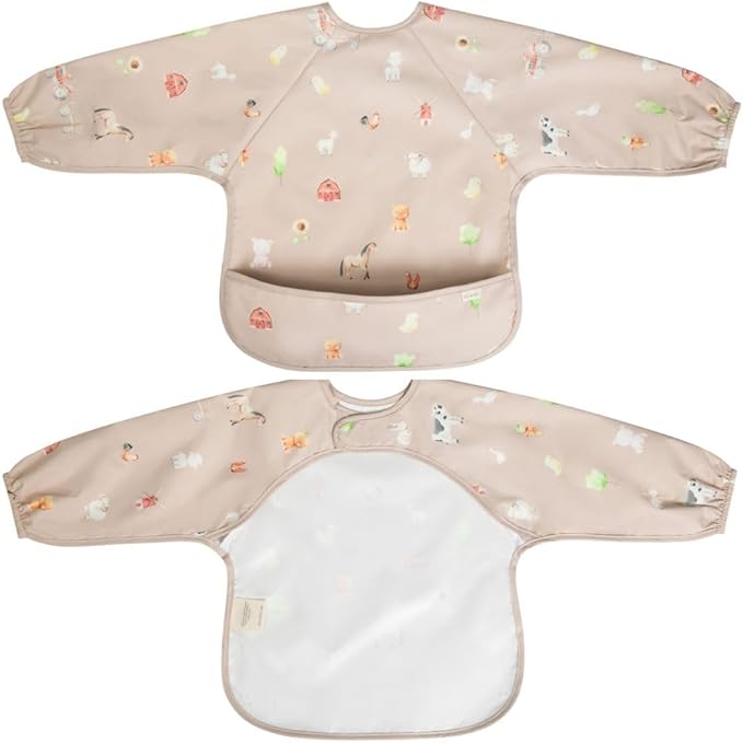 Ali+Oli Smock Bibs for Babies, BPA-Free Oeko-Tex Certified, Waterproof Baby Smock, Machine Washable, Toddlers Ages 6m+
