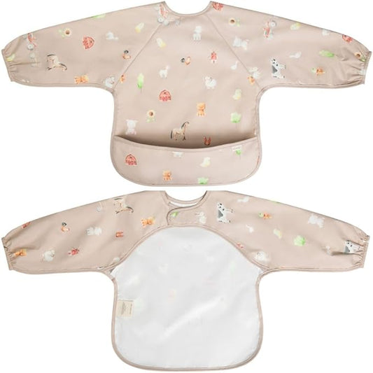 Ali+Oli Smock Bibs for Babies, BPA-Free Oeko-Tex Certified, Waterproof Baby Smock, Machine Washable, Toddlers Ages 6m+