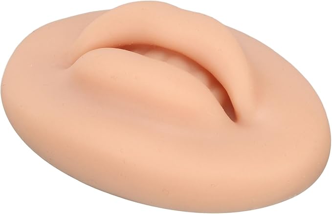 10pcs Practice Lips, Silicone Model Soft and Elastic Silicone Lips Fake Lips with Teeth Shape, Compact Size for Permanent Makeup Training (Dark)