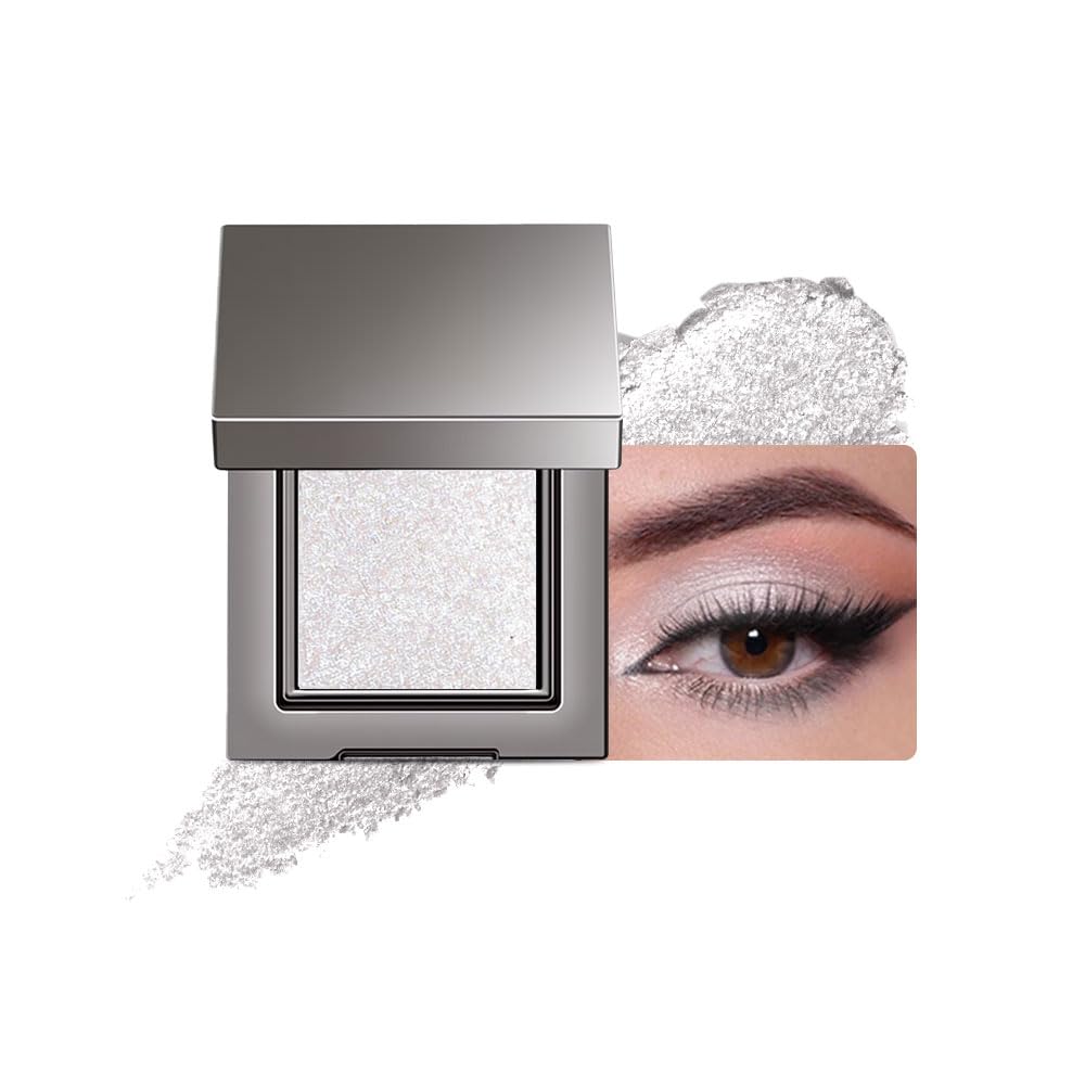 Single Glitter Eyeshadow Palette Makeup– velvet Cream Shimmer MIni Eye Shadow,Velvet Eyeshadow Palette –Shimmer Eye Makeup – Vegan& Cruelty-Free. (01#White glitter, 1 Count (Pack of 1))