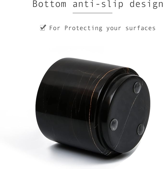 Natural Smooth Real Marble Toothbrush Holder for Bathroom & Countertops Organizer Makeup Brush Holder Black