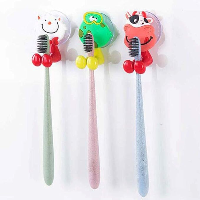 Toothbrush Holder for Kids, Cute Animal Wall Mounted Toothbrush Holder with Suction Cup (9 Pack Animal Random)