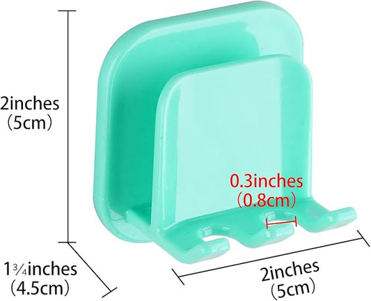 2 PCS Self-Adhesive Toothbrush Holders Wall Mounted, Water Proof Toothbrush Hook, 2 in 1 with Toothbrush Hanger and Gargle Cup Holder for Bathroom Shower (Green)