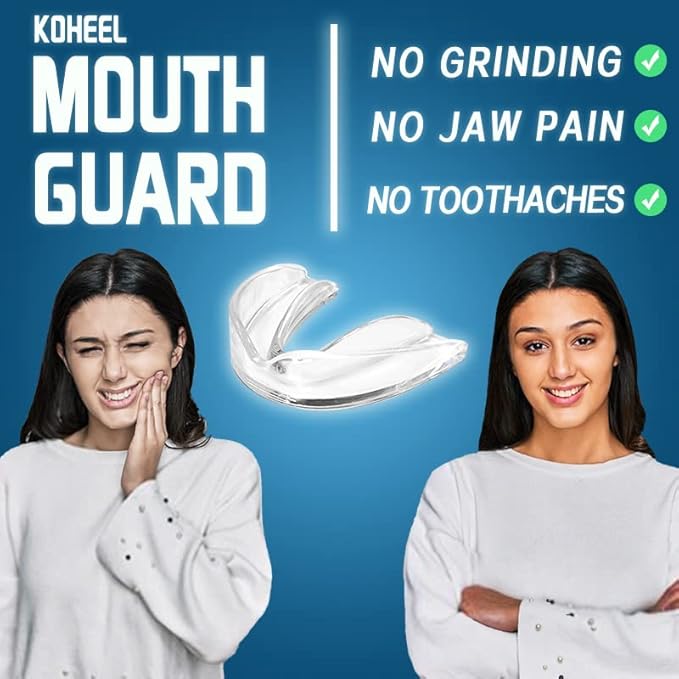 KOHEEL MG Moldable Mouth Guard for Teeth Grinding and Clenching, Perfect Fit Night Guard, Dental Guard for Bruxism Relief, 4 Count (4 Large)