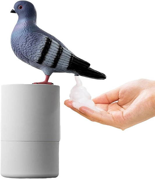 Fun Animal Series Foam Soap Dispenser-Shiba Inu,Pigeon,Shaped Foam Hand Washer,Automatic Soap Dispenser for Bathroom & Kitchen, Hilarious Gift for Kids, Adults (Peace Dove Series (Black))