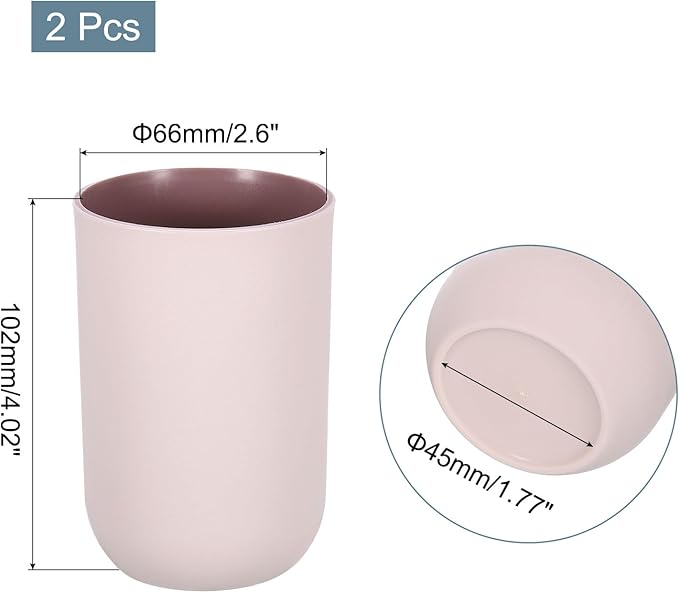uxcell 2Pcs Plastic Drinking Cups, Double Color Unbreakable Reusable Bathroom Cup Mouthwash Cup Toothbrush Tumbler Holder, Pink