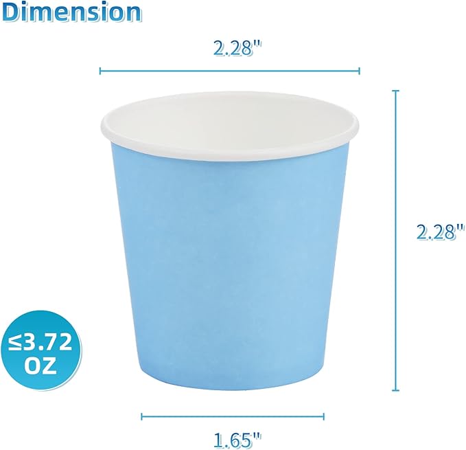 VITVITI 30 PACK Bathroom Mouthwash Cups, Disposable 3.7 OZ Coffee Paper Cup, Small Cup for Mouth Wash/Hot Cold Beverages Liquid/Tea, Blue