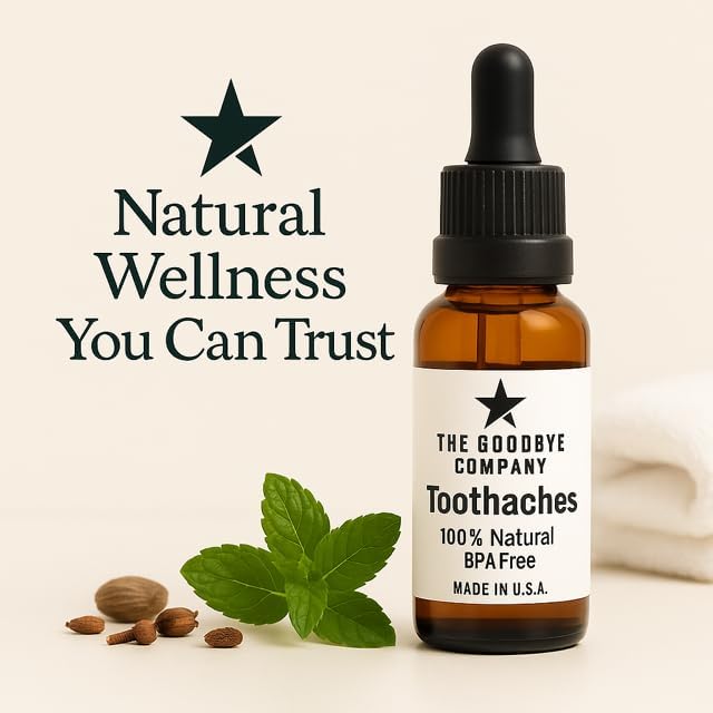 The Goodbye Company Organic Clove Toothache Relief Oil – Undiluted Blend with Peppermint Leaf, Sea Buckthorn & Castor Oil – Natural Tooth & Gum Comfort Formula – 15 mL Glass Dropper – Made in USA