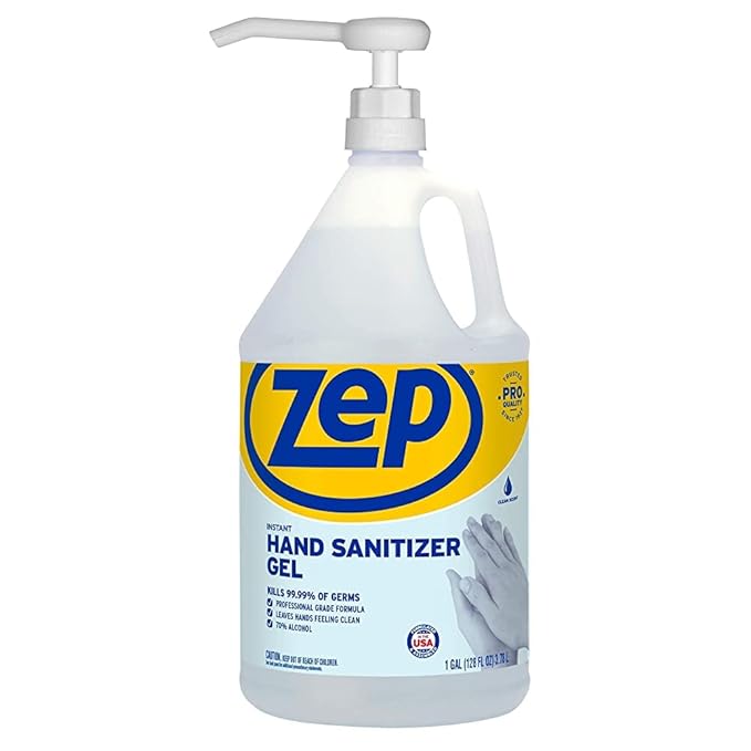 Zep Instant Hand Sanitizer Gel 70% Alcohol - 1 Gallon (Case of 4) 355825 - Pump Included - Exceeds CDC Recommendations - Kills 99.9% of Germs