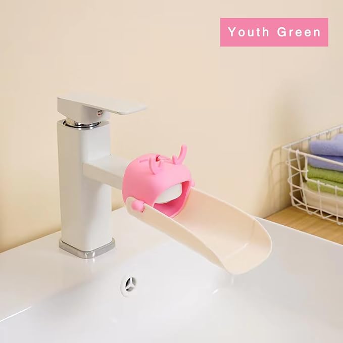 Upgraded Version of The Little Deer Toddler Faucet Extender, Suitable for Bathroom, Kitchen, Bathtub Sink, Suitable for Most faucets (2-Pack Pink + Green)