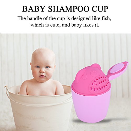 GLOGLOW (Pack of 2) Shampoo Rinse Cup Waterfall Shampoo Rinser for Kids, Multifunction Cute Washing Baby Hair Rinse Cup Safe Cartoon Shower Shampoo Bathing Flusher Protection Tool (Pink)