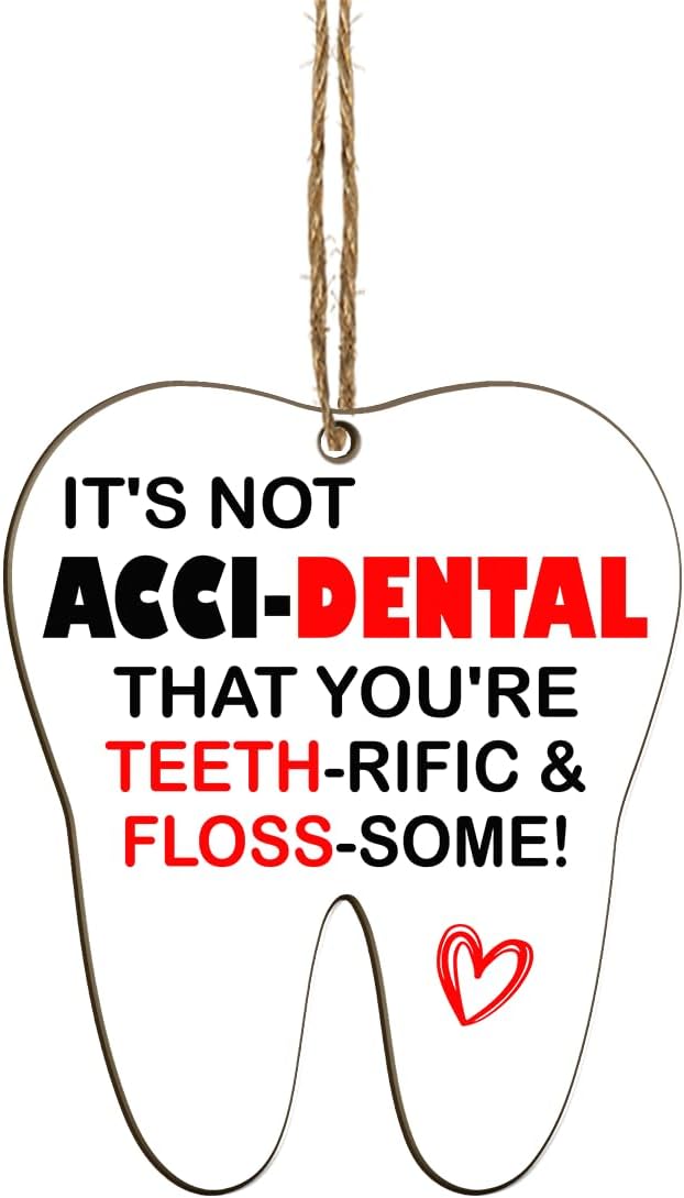 Dental Hygienist Christmas Ornament - 3" Wooden, Thank You Gifts for Women Men, Dental Week Gift for Dentist Assistant Oral Surgeon Orthodontics, Tooth Decoration for Office Center