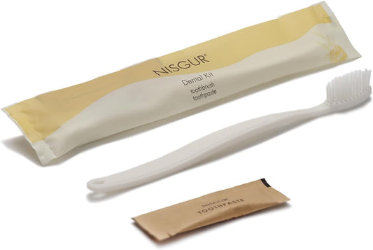 Disposable Toothbrushes with Toothpaste Bulk Pack of 100 Individually Wrapped Travel Toothbrushes Kits Hotel Supplies and Toiletries Bulk