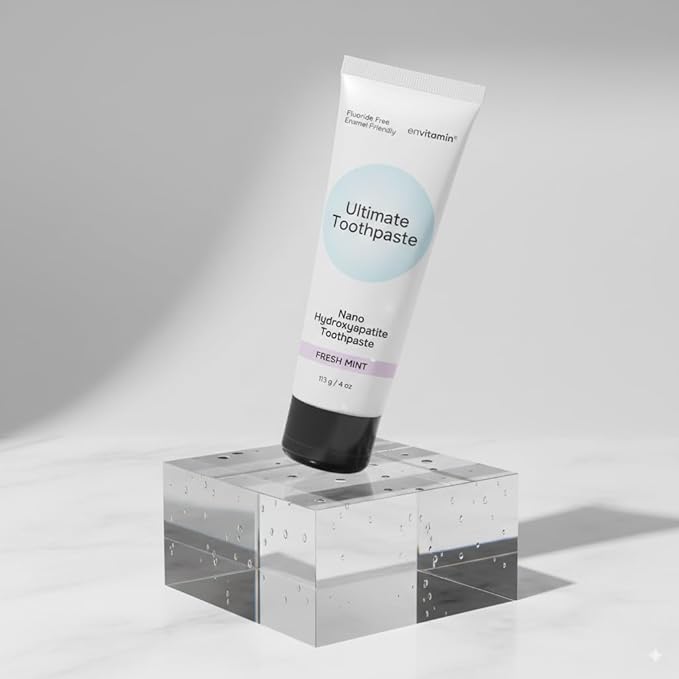 Fluoride Free Nano Hydroxyapatite Ultimate Toothpaste for Remineralizing Enamel & Sensitive Relief, Whitening, Antiplaque, SLS Free, Fresh Mint, 4 oz (3 Tubes, Fresh Mint)