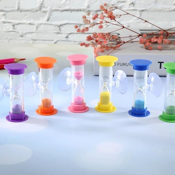 Pink 2 Minute Plastic Sand Timer Hourglass Sand Clock with Suction Cup Time Funnel Shower Timer Tooth Brushing Time Reminder Timers Thermometers and Timers, Decorations