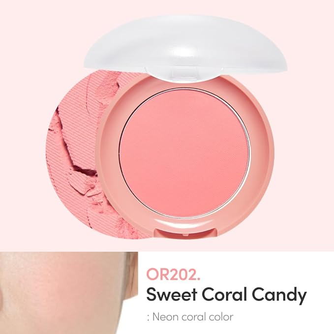 ETUDE Lovely Cookie face powder blush - Sweet Coral Candy 4g | Glowing & Natural Powder Blush with Long-Lasting Sebum Control | Easy Application | Korean Makeup, Kbeauty, Perfect for Gift