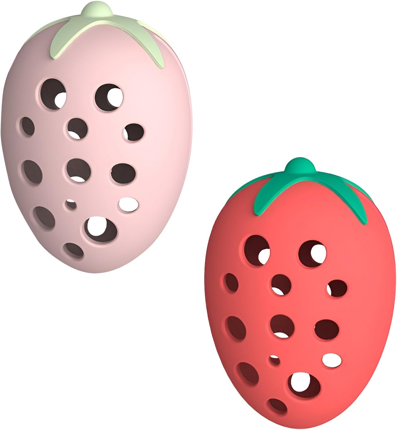 2PCS Makeup Sponge Holder for Women–Cute Strawberry Shaped Makeup Blender Holder,Double-Sided Breathable Silicone Case for Travel or Daily Use