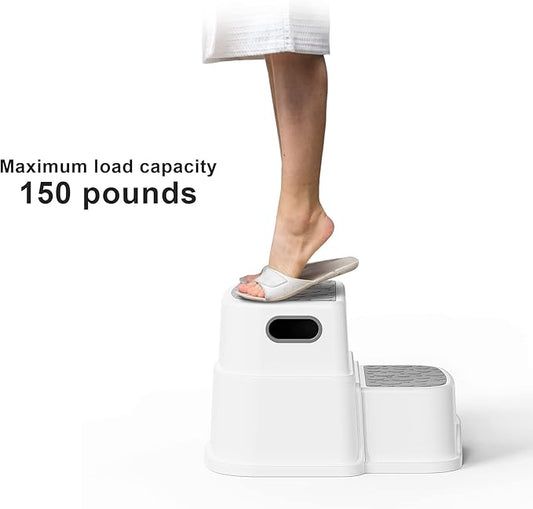 Toddler Step Stool for Kids - Non-Slip 2 Step Stool for Potty Training & Bathroom Sink, Dual Height 9.5", Sturdy Safety Nursery Stool for Kitchen & Toilet (Includes 2 Ducks)